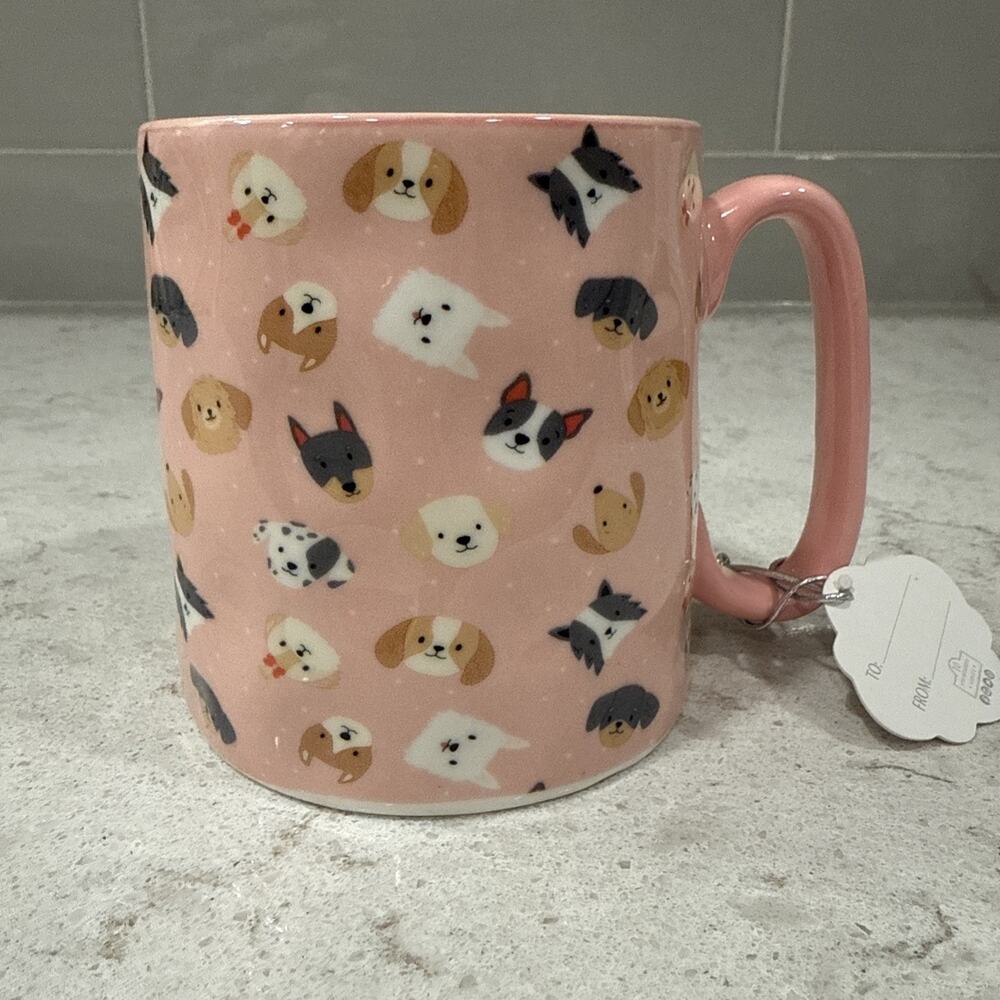 CUTE DOGS Pink Bella 10 Strawberry Street 16oz Mug NEW